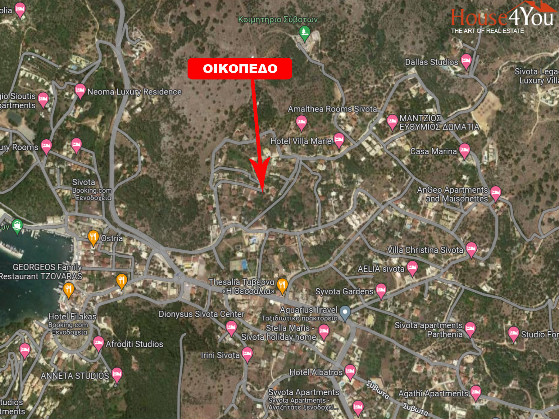 Πωλείται γωνιακό οικόπεδο 764 τ.μ. με Σ.Δ. 0.6 στα Σύβοτα Θεσπρωτίας
