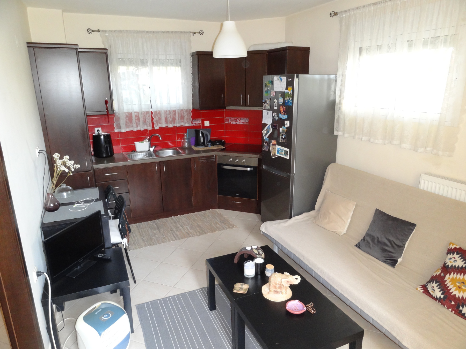 For rent semi-basement furnished studio apartment 42 sq.m. in Kardamitsia, Ioannina, near Ethniki Antistaseos street